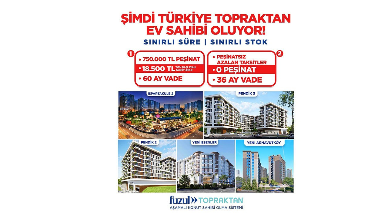 Fuzul Topraktan, dar ve orta gelirlilere yönelik iki yeni kampanya duyurdu Fuzul Topraktan, dar ve orta gelirlilere yönelik iki yeni kampanya duyurdu