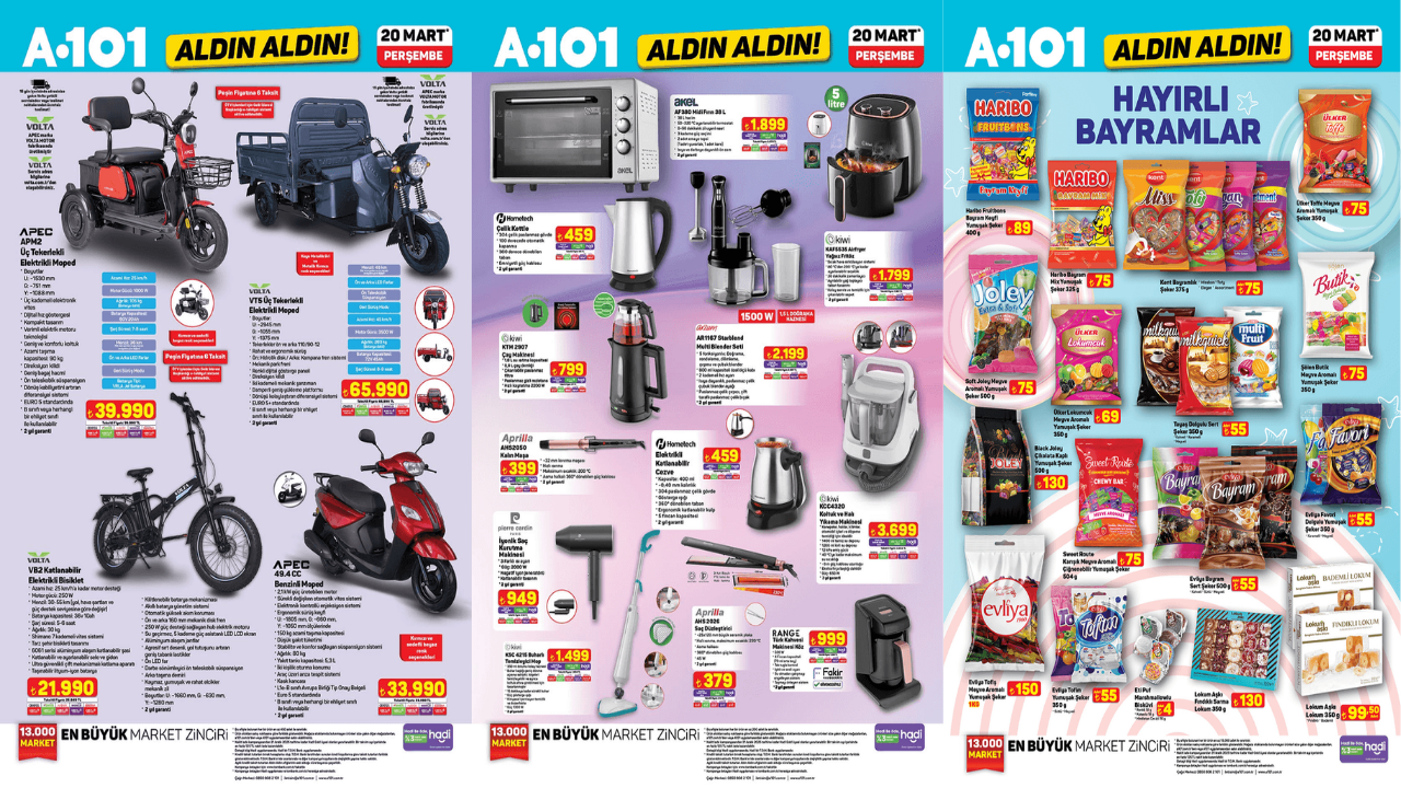 A101 markete Benzinli Moped geliyor! A101 market 20 Mart 2025 perşembe aktüel ürünler kataloğu!