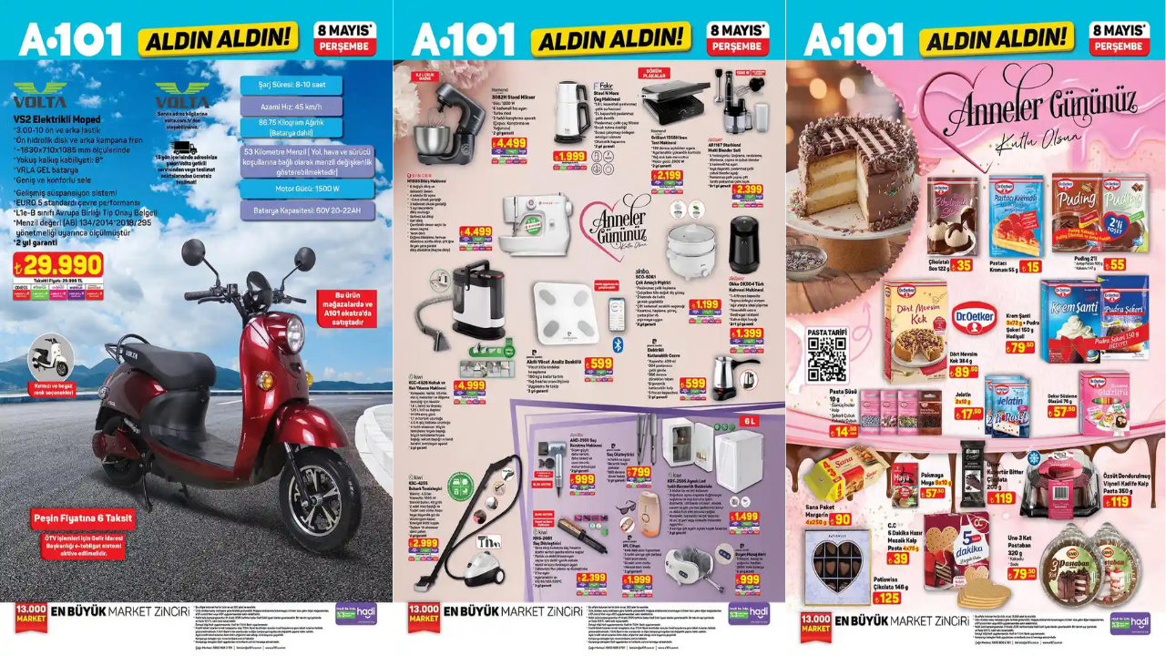 A101 market 08 Mayıs 2025 Perşembe aktüel ürünler kataloğu! A101'e Elektrikli Moped geliyor!