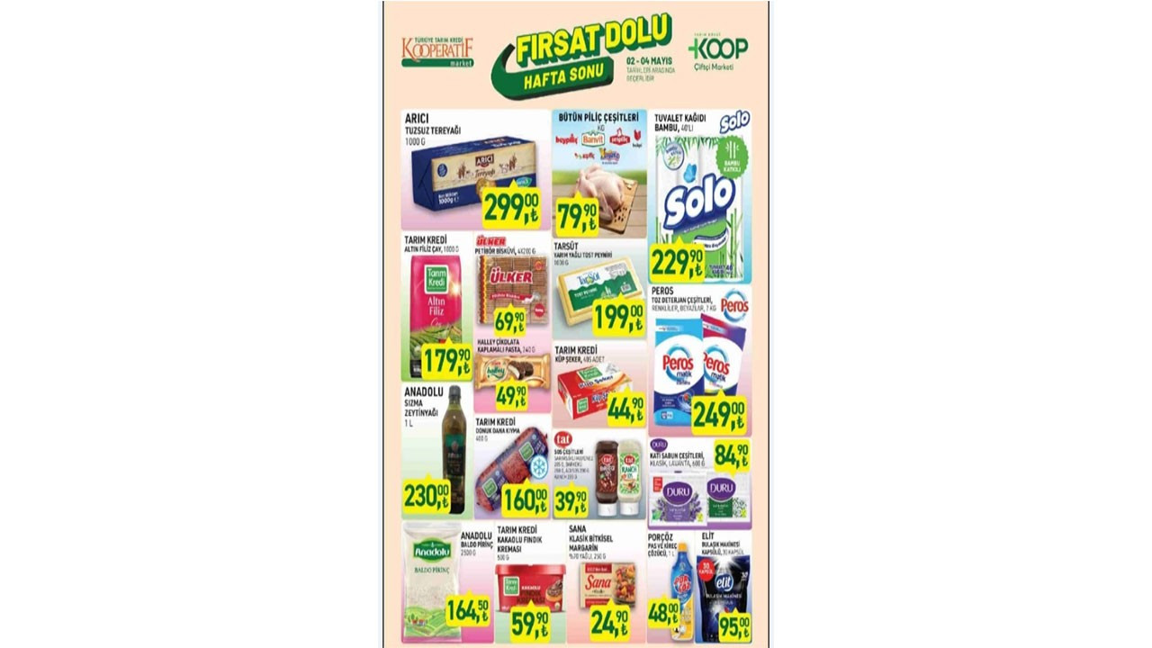 Tarım Kredi KOOP Çiftçi Marketi’nde Fırsat Dolu Hafta Sonu! (Tarım Kredi 2 – 4 MAYIS AKTÜEL ÜRÜNLER) Tarım Kredi KOOP Çiftçi Marketi’nde Fırsat Dolu Hafta Sonu! (Tarım Kredi 2 – 4 MAYIS AKTÜEL ÜRÜNLER)