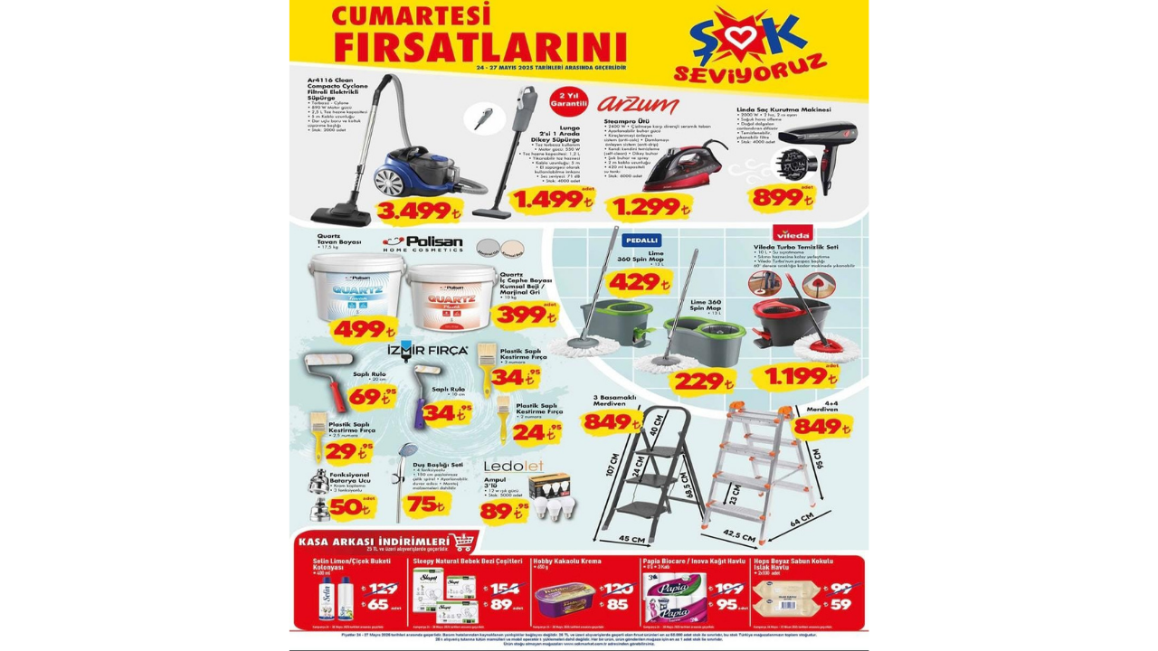 ŞOK'a Elektrikli Süpürge geliyor! ŞOK 24 Mayıs 2025 Cumartesi aktüel ürünler kataloğu yayımlandı!