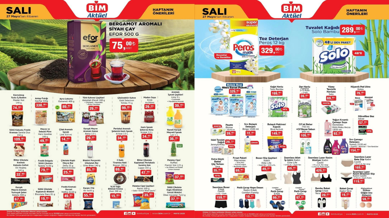 BİM 27 Mayıs 2025 Salı indirim kataloğu yayımlandı! 27 Mayıs Salı BİM market indirimli ürünler! BİM 27 Mayıs 2025 Salı indirim kataloğu yayımlandı! 27 Mayıs Salı BİM market indirimli ürünler!