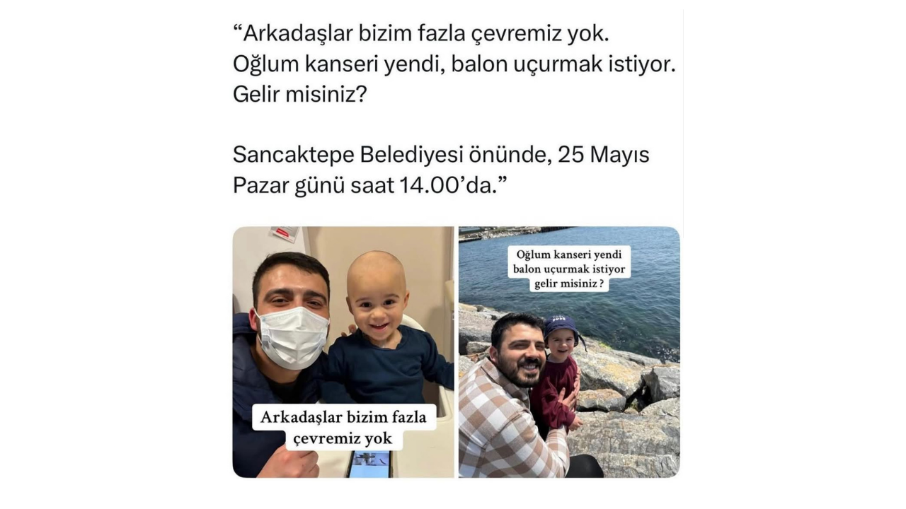 Sancaktepe’de kanseri yenen oğlunun balon uçurma isteği bugün gerçek oluyor Sancaktepe’de kanseri yenen oğlunun balon uçurma isteği bugün gerçek oluyor
