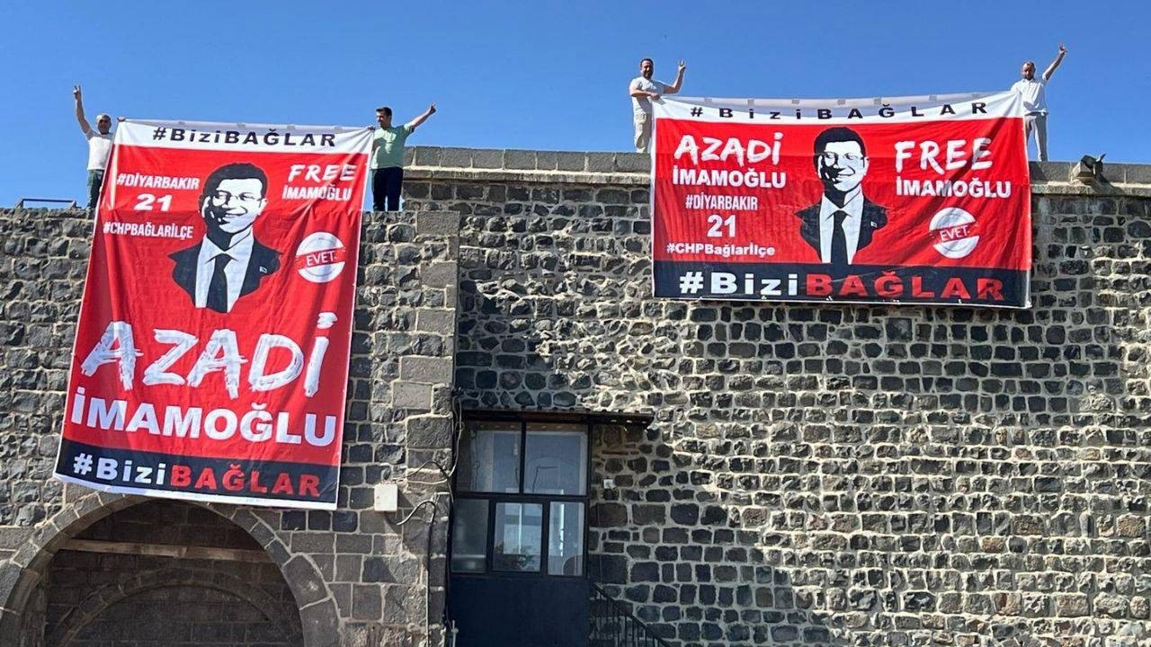 Diyarbakır'da Tarihi Surlarda Açılan Ekrem İmamoğlu Pankartı: 4 Kişi Gözaltına Alındı
