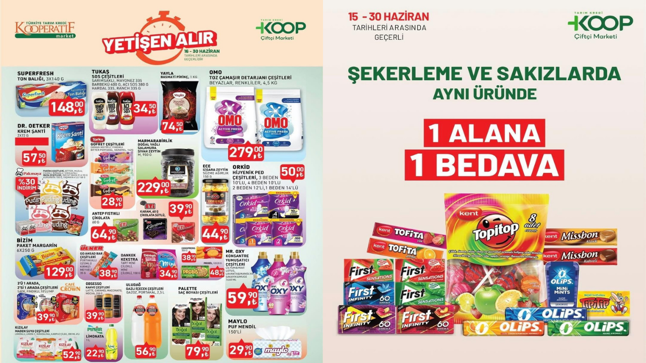 Türkiye Tarım Kredi KOOP Çiftçi Marketi 16-30 Haziran 2025 indirim kataloğu yayımlandı!