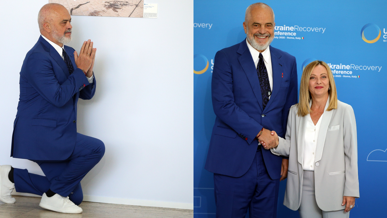 Arnavutluk Başbakanı Rama, İtalya Başbakanı Meloni’nin önünde yine diz çöktü! Arnavutluk Başbakanı Rama, İtalya Başbakanı Meloni’nin önünde yine diz çöktü!