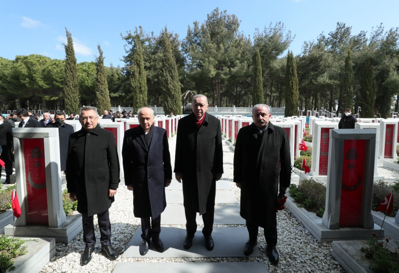 Erdoğan, 18 Mart Şehitleri Anma Günü ve Çanakkale Deniz Zaferi'nin 107. yılı dolayısıyla Şehitler Abidesi'nde düzenlenen törene katıldı. Törene MHP Genel Başkanı Devlet Bahçeli, TBMM Başkanı Mustafa Şentop ve Cumhurbaşkanı Yardımcısı Fuat Oktay da katıldı.