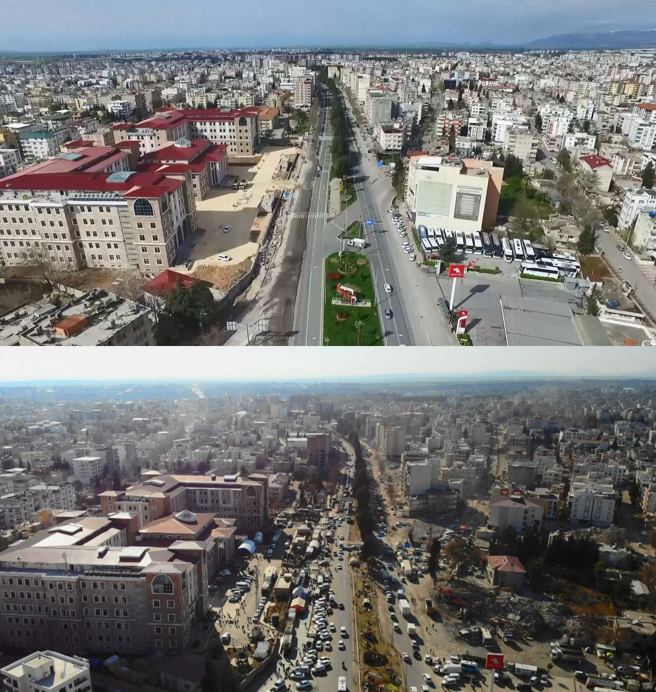 Adıyaman'ın deprem öncesi ve sonrası görüntüleri