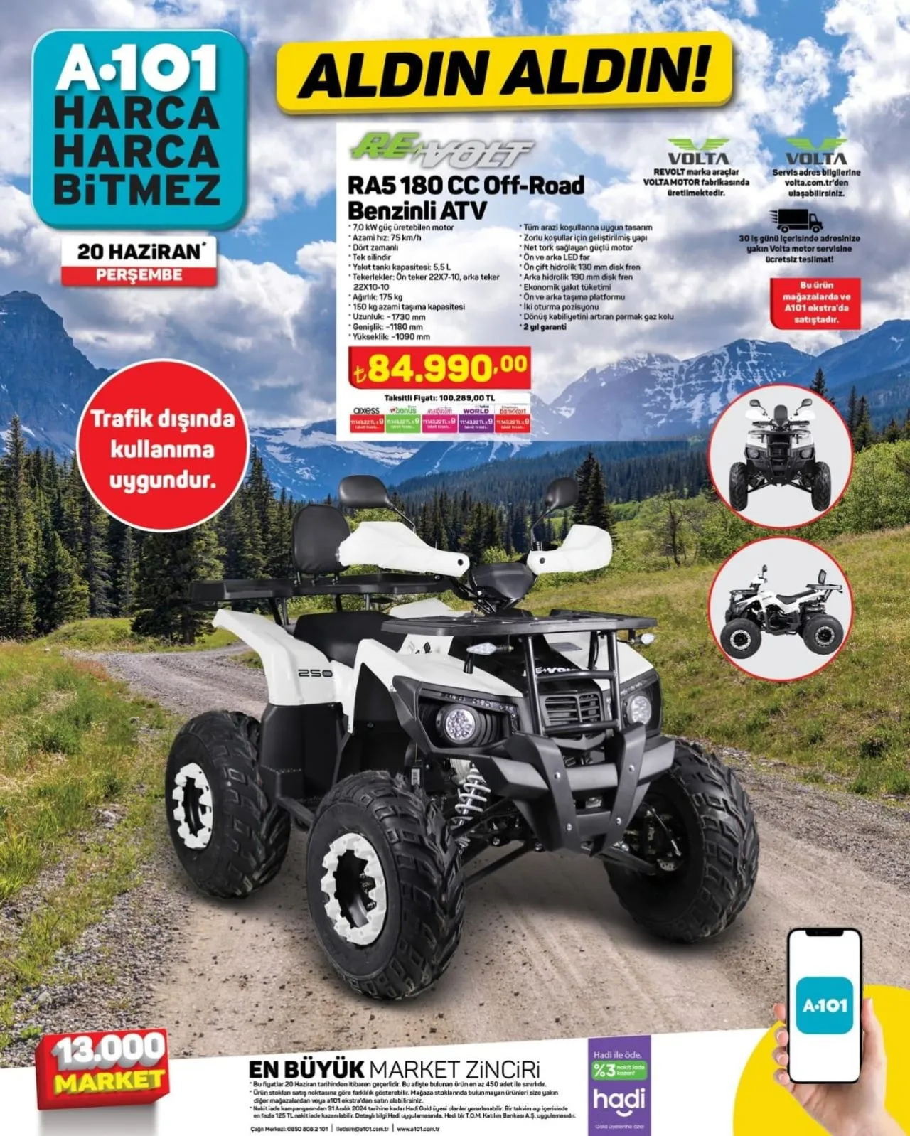 A101'e Benzinli ATV Geliyor! A101 20 Haziran 2024 perşembe aktüel ürünler kataloğu yayımlandı!