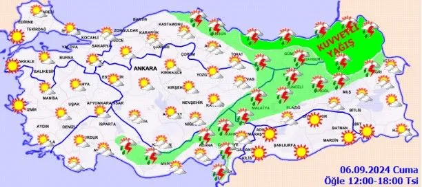 Sarı kodlu alarm: Meteoroloji illeri tek tek sayıp uyardı (6 Eylül 2024 hava durumu)