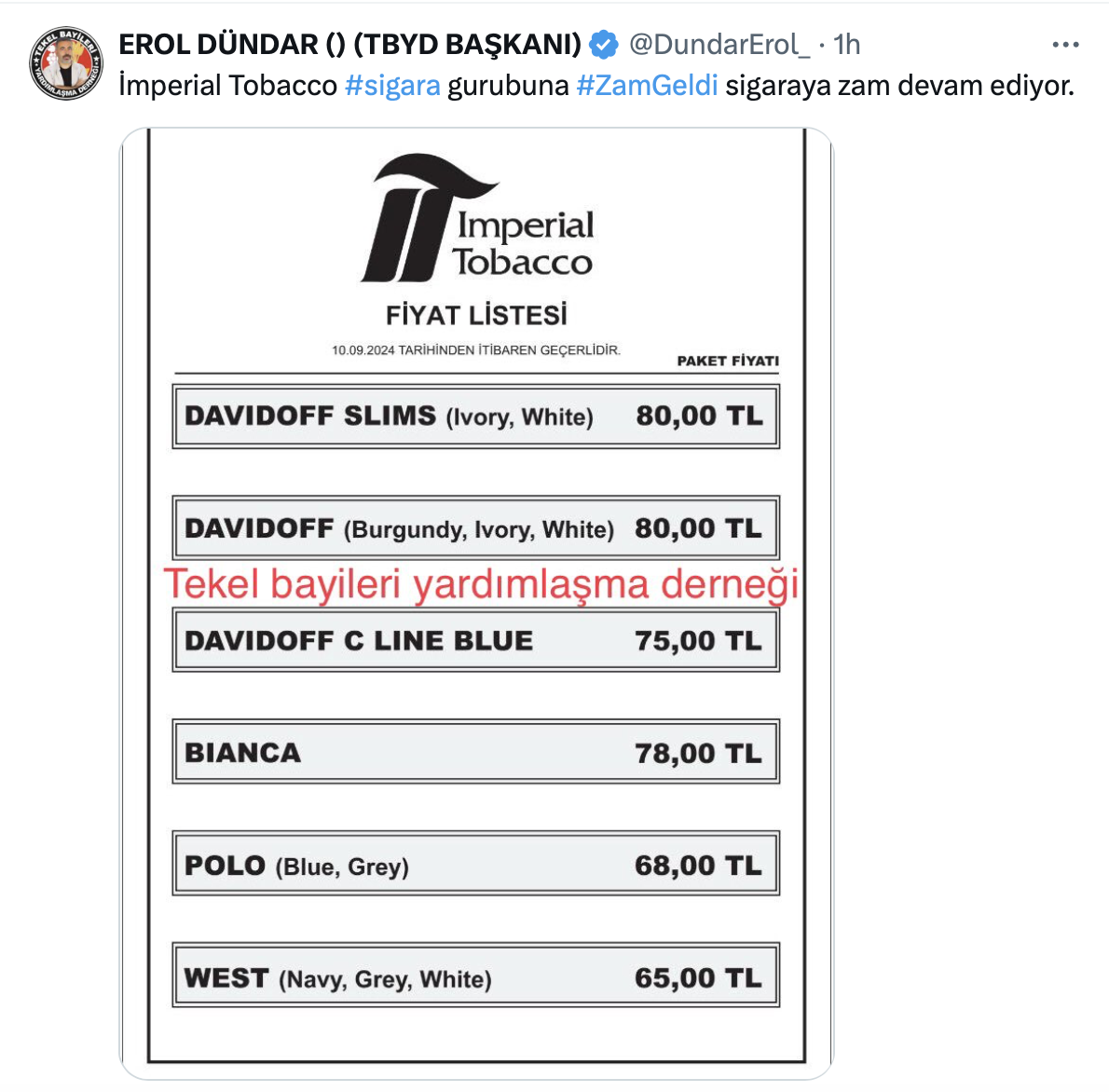 Bir sigara grubuna daha zam geldi