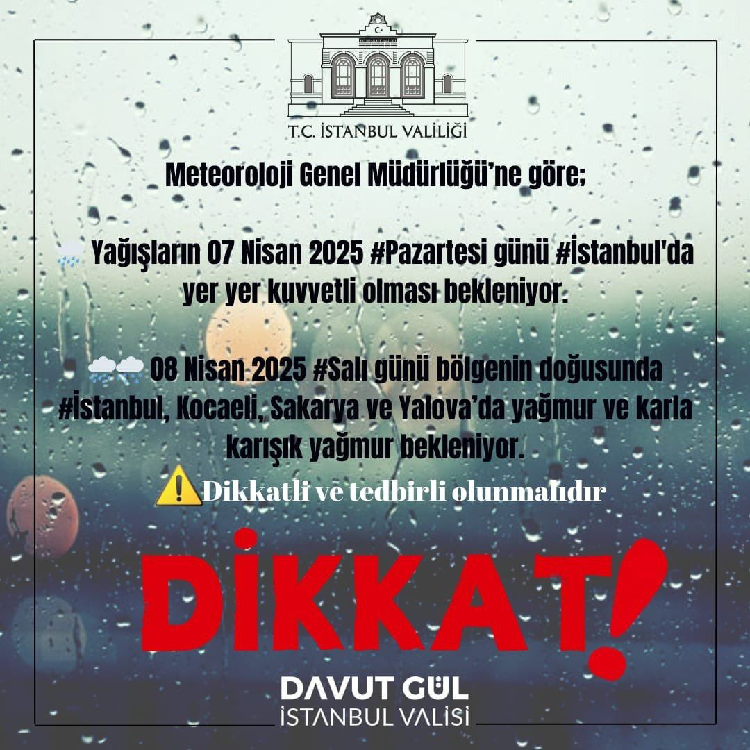 İstanbul Valiliği’nden uyarı geldi! Tarih belli oldu; kar, sağanak, soğuk hava geliyor