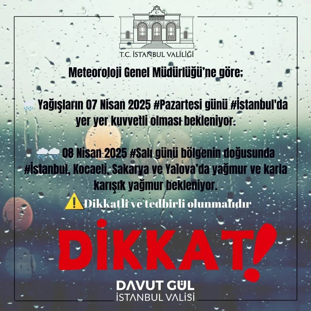 İstanbul Valiliği’nden uyarı geldi! Tarih belli oldu; kar, sağanak, soğuk hava geliyor