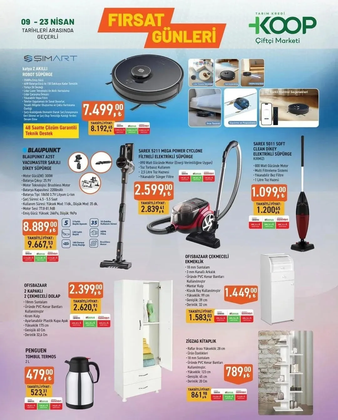 Türkiye Tarım Kredi KOOP Çiftçi Marketi'ne robot süpürge geliyor! (TARIM KREDİ 9-23 NİSAN KATALOĞU)