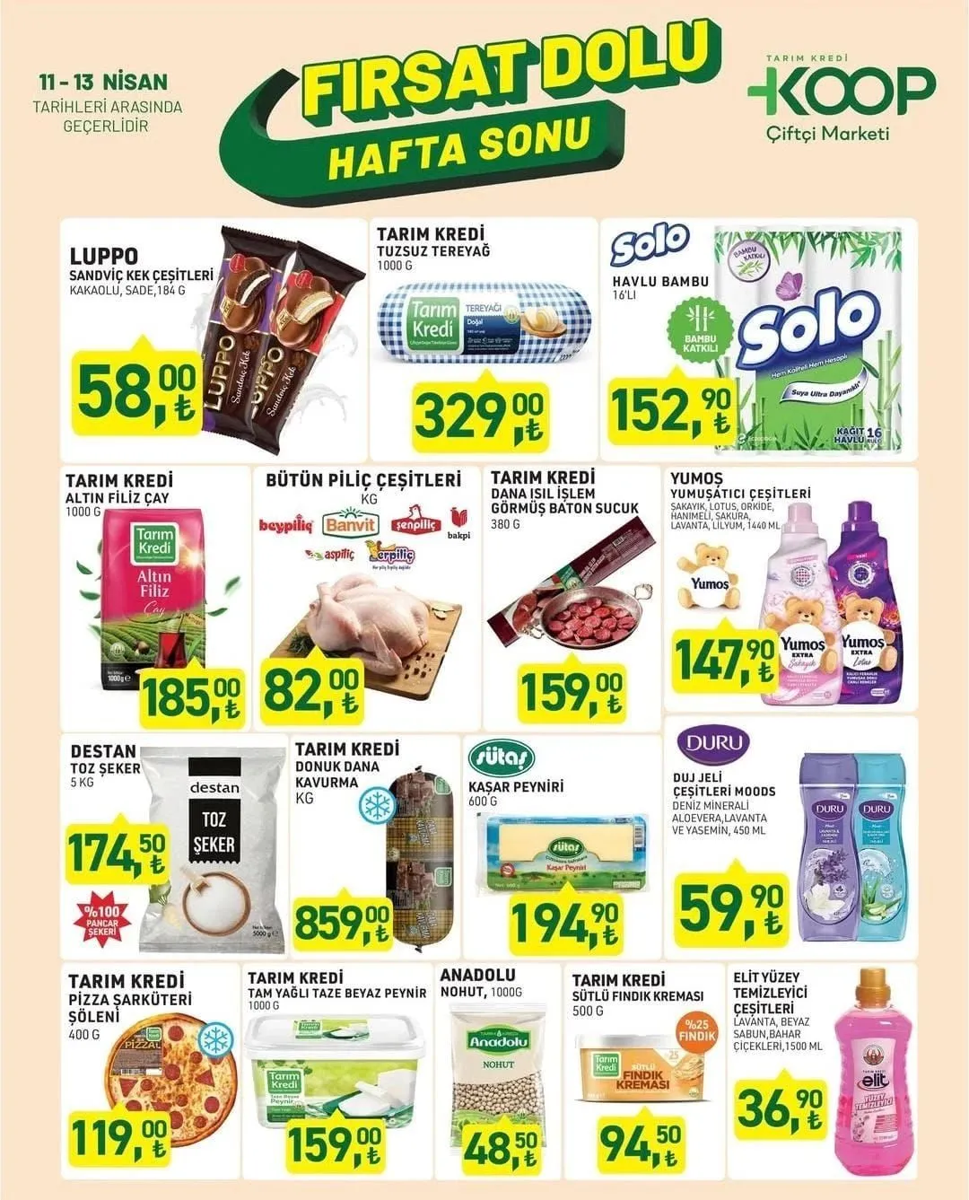 Tarım Kredi tereyağı ve çayda dev indirim(11-13 NİSAN TARIM KREDİ FIRSAT DOLU HAFTA SONU KATALOĞU)