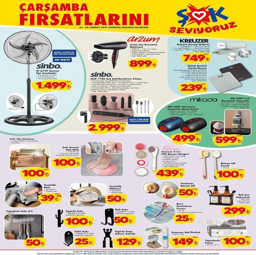 ŞOK market 02 Temmuz 2025 Çarşamba aktüel ürünler kataloğu! ŞOK markete hangi ürünler geliyor?